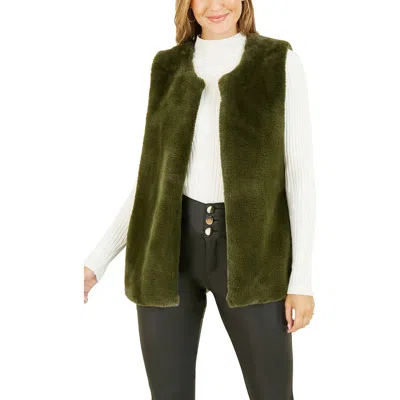 Yumi Faux Fur Gilet In Green