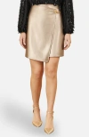 Yumi Faux Leather Wrap Mini Skirt In Gold