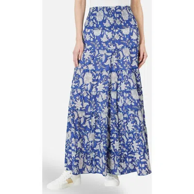Yumi Floral Cotton Tiered Maxi Skirt In Multi