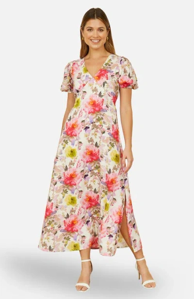 Yumi Floral Midi Dress In Multi