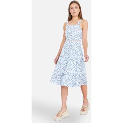 Yumi Floral Midi Sun Dress In Blue