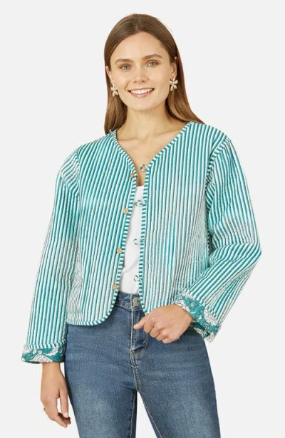 Yumi Floral Patchwork Reversible Jacket In Blue