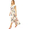 Yumi Floral Print Dip Hem Wrap Dress In Multi