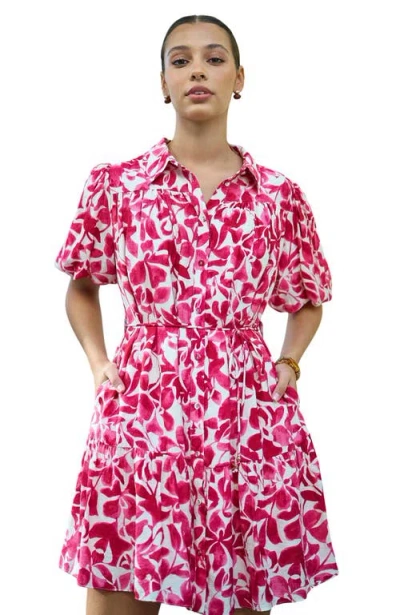 Yumi Floral Print Relaxed Shirt Dress In Multi