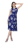 Yumi Floral Print Stretch Mesh Dress In Blue