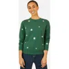 Yumi Foil Star Print Relaxed Fit Sweater In Green
