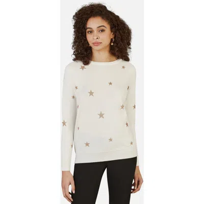 Yumi Foil Star Print Relaxed Fit Sweater In Ivory
