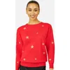 Yumi Foil Star Print Relaxed Fit Sweater In Red