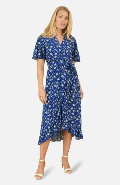 Yumi Frilled-hem Wrap Midi Dress In Multi