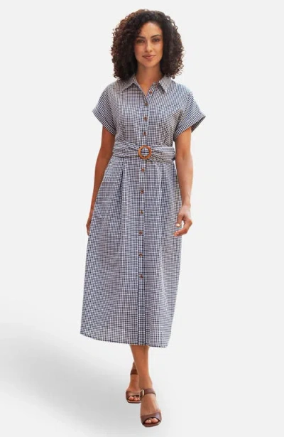 Yumi Gingham  Relaxed Shirt Dress In Black