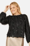 Yumi Hanging Sequin Long Sleeve Top In Multi