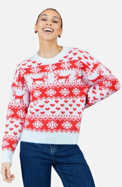 Yumi Heart Fairisle Christmas Jumper In Multi