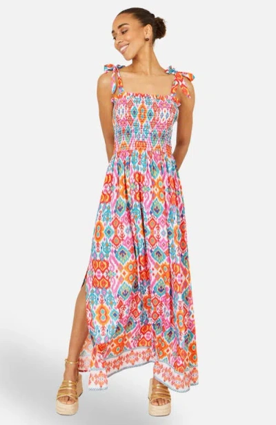 Yumi Ikat Print Maxi Sun Dress In Multi