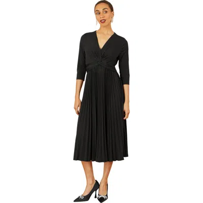 Yumi Jersey Knot Waist Midi Dress In Black