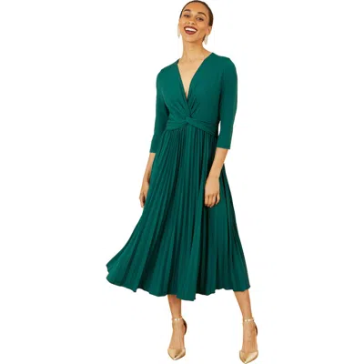 Yumi Jersey Knot Waist Midi Dress In Green
