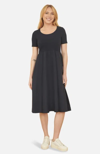 Yumi Jersey Top And Cotton Midi Dress In Black