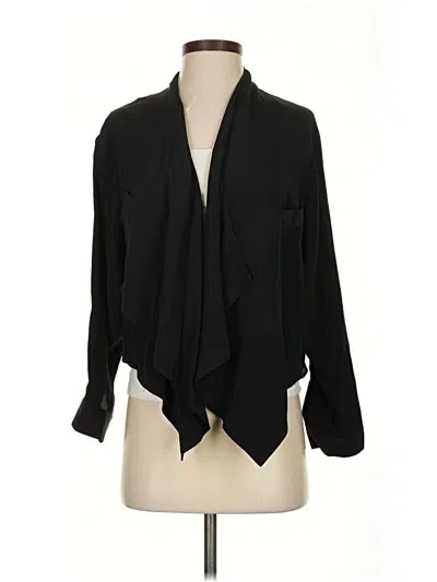 Pre-owned Yumi Kim 3/4 Sleeve Silk Top Black Tie Neck Tops