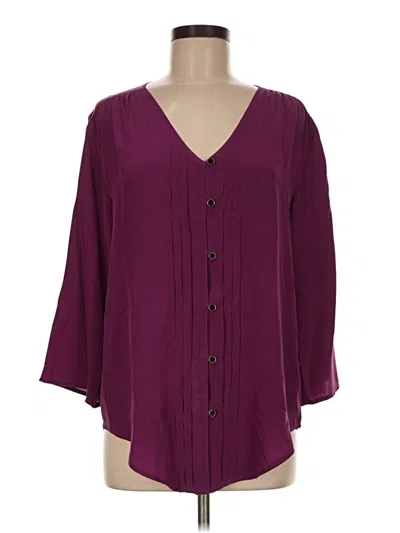 Pre-owned Yumi Kim 3/4 Sleeve Silk Top Burgundy V-neck Tops