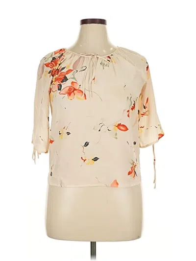 Pre-owned Yumi Kim 3/4 Sleeve Silk Top Ivory Halter Neckline Tops In White