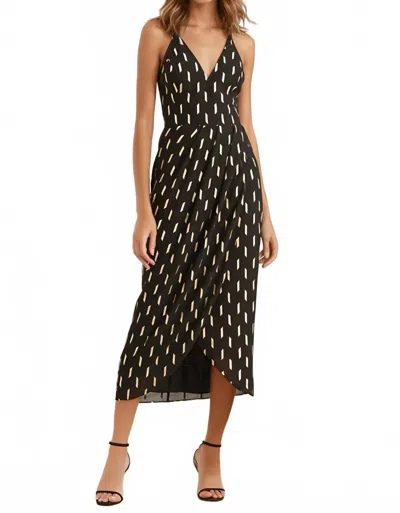 Yumi Kim Adrienne Midi Dress In Black/ Gold In Multi