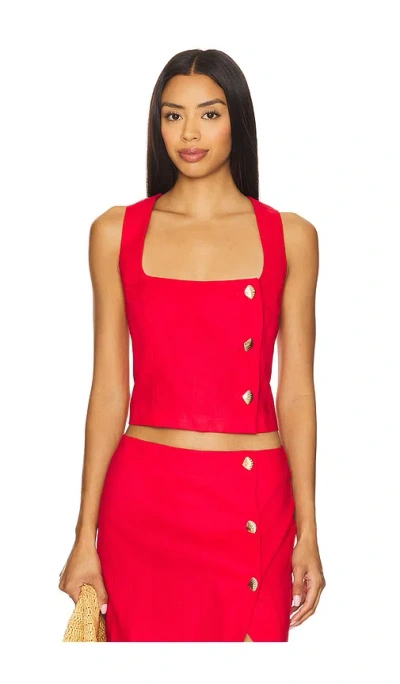 Yumi Kim Antonia Top In Red Linen
