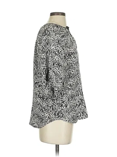Pre-owned Yumi Kim Long Sleeve Silk Top Silver Keyhole Neckline Tops
