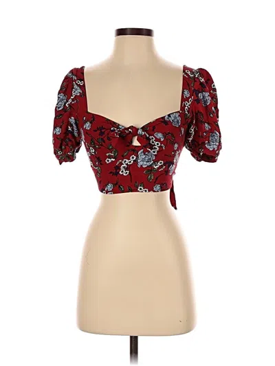 Pre-owned Yumi Kim Short Sleeve Blouse In Burgundy