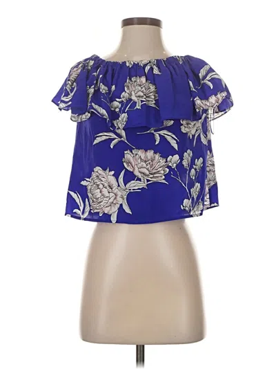 Pre-owned Yumi Kim Short Sleeve Silk Top Blue Strapless Neckline Tops