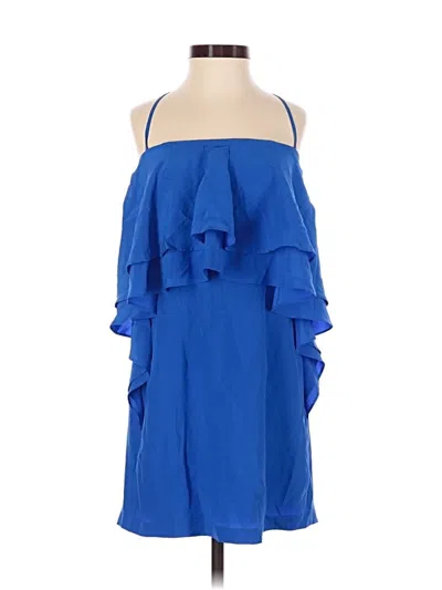 Pre-owned Yumi Kim Sleeveless Silk Top Blue Cold Shoulder Neckline Tops
