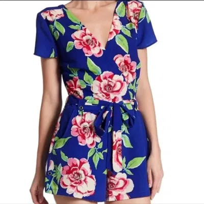 Yumi Kim Surplice Tied-waist Paradise Romper In Rosy Blue