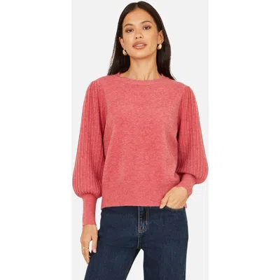 Yumi Knitted Balloon Sleeve Jumper In Pink