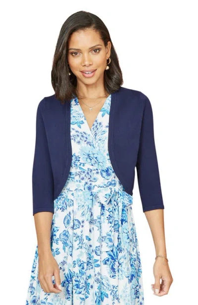 Yumi Knitted Curve Bolero In Blue