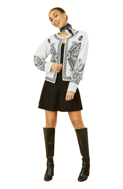 Yumi Knitted Folk Edge To Edge Cardi In Animal Print