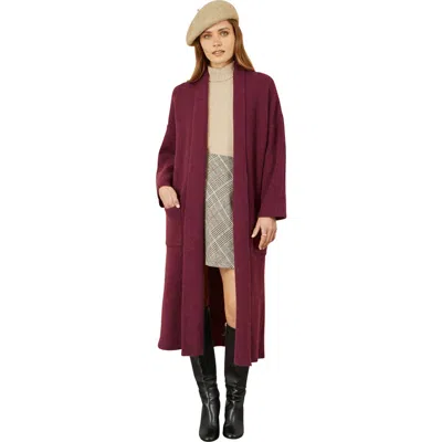 Yumi Knitted Maxi Cardigan In Burgundy