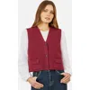 Yumi Knitted Pullover Waistcoat In Burgundy