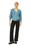 Yumi Knitted Stitch Detail Cardigan In Blue