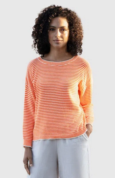 Yumi Knitted Stripe Relaxed Jumper In Orange
