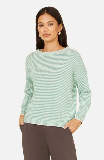 Yumi Knitted Stripe Relaxed Jumper In Sea Green