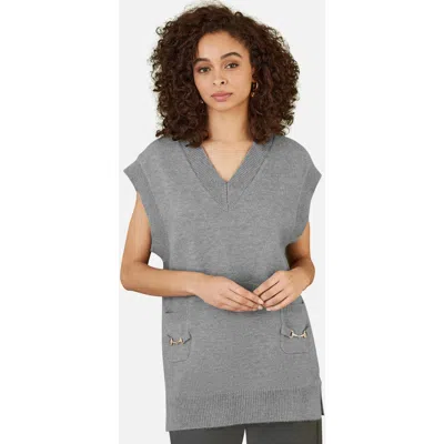 Yumi Knitted V-neck Vest Tunic In Multi