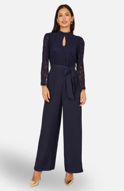 Yumi Lace Applique Jumpsuit In Black