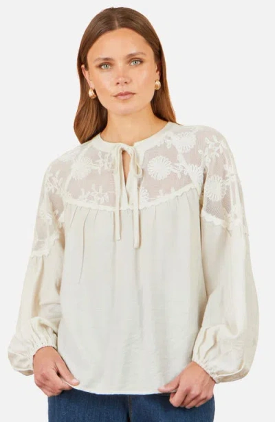 Yumi Lace Relaxed Boho Shirt In Neutral