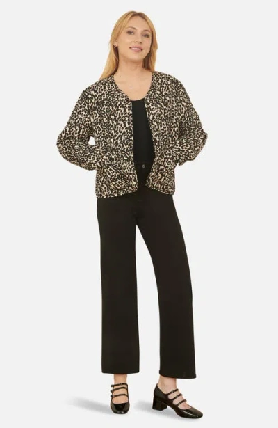 Yumi Leopard Print Round Neck Boxy Jacket In Multi