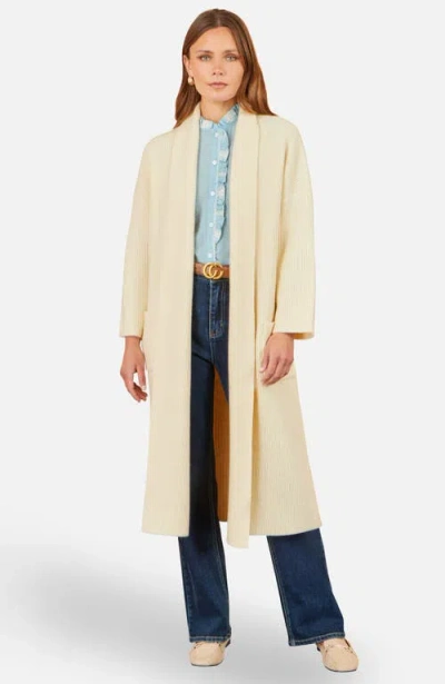 Yumi Long Sleeve Knitted Maxi Cardigan In Neutral