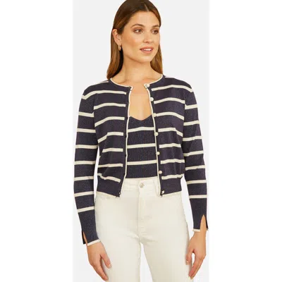 Yumi Long Sleeve Round Neck Cardigan In Multi