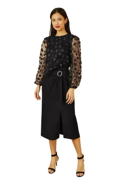 Yumi Long Sleeve Sheer Floral Top In Multi