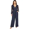 Yumi Long Sleeved Sequin Jumpsuit In Blue