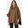 Yumi Luxe Fur Collared Cape Jacket In Brown