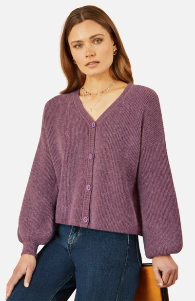 Yumi Marl Knit Cardigan In Purple