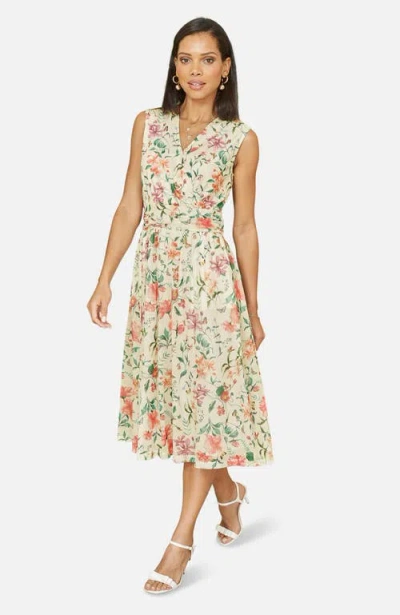 Yumi Mesh Stretch Midi Dress In Neutral