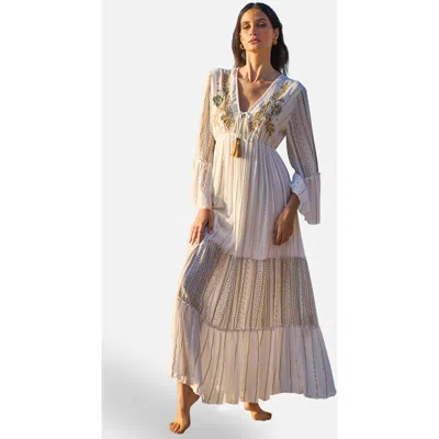 Yumi Metallic Embellished Maxi Dress In Brown